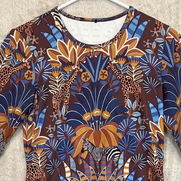 J. McLaughlin Safari Top Giraffe Zebra - Picture 2 of 14